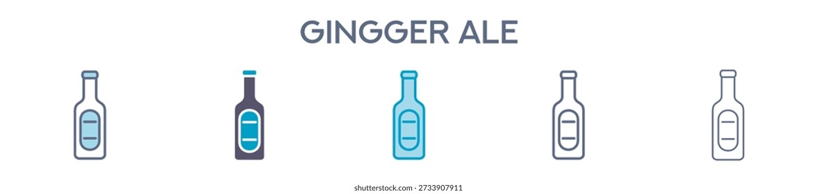Ginger Alebottle Icon � Sparkling Soft Drink Line Vector Illustration