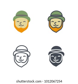 Ginger beard flat colored line silhouette icon