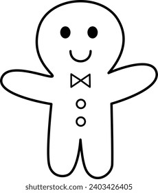 Ginger bread , cookie Christmas icon. Outline. Vector and illustration.