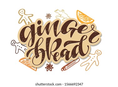 Ginger - Ginger Bread - cute hand drawn doodle lettering label, template design art.