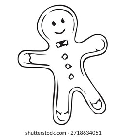 DOODLE DE PÃO DE GENGIBRE XMAS PRETO E BRANCO