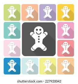 Ginger bread Icon color set vector illustration.
