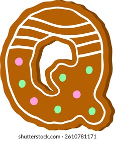 Ginger bread Letter Vector Element Alphabet Q