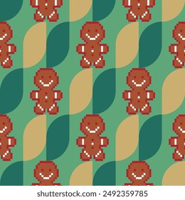 Navidades de hombre de pan de jengibre Patrón sin costuras de invierno. Ilustración vectorial.