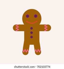 Ginger bread man with face and raisin buttoms