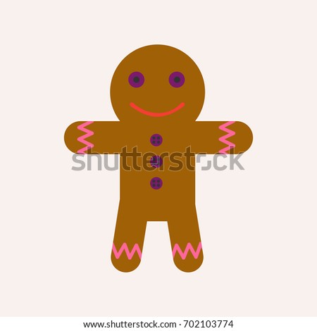 Ginger bread man with face and raisin buttoms