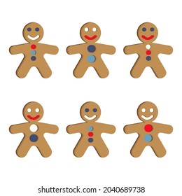 Ginger bread men. Paper cut out design. Vector.