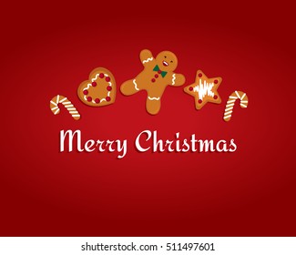 ginger bread merry christmas red