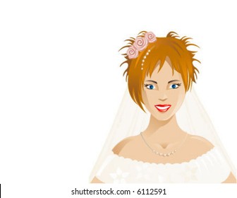 Ginger bride with impish smile and look