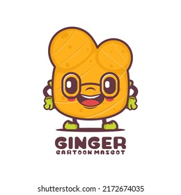 ginger cartoon mascot. plant vector illustration. isolated on a white background