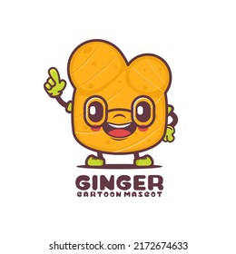 ginger cartoon mascot. plant vector illustration. isolated on a white background