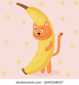 Ginger cat in a banana costume