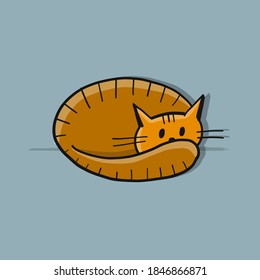Ginger cat character, sketch for your design. Vector illustration
