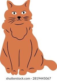 Ginger cat fluffy orange kitten character for pet food packaging web graphic. Vector illustration