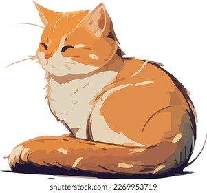 ginger cat isolated sitting and with closed eyes