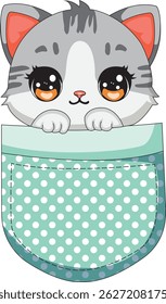 Ginger Cat In Pocket Kawaii Cartoon Vector