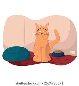 Ginger cat sitting calm. Vector illustration