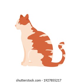 Ginger cat sitting. Flat vector illustration.