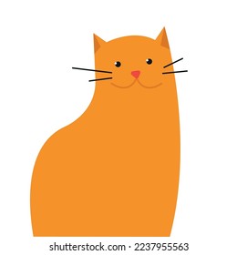 Ginger cat sitting - illustration, vector
