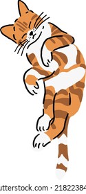 Ingwer Katze schlafen auf Stuhl Tier in Aktion handgezeichnet farbige Illustration
