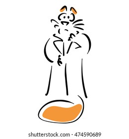 Ginger cat in white coat