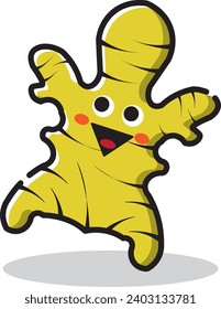 Ginger character cartoon vector illustration. Ginger root cute character design.