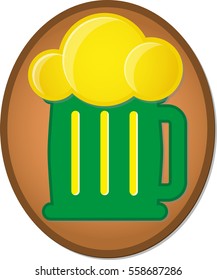 Ginger cookie with Green Beer mug glaze. Symbol of St. Patrick's Day. Vector illustration EPS10 on white background.