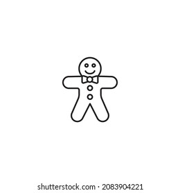 Ginger cookie, new year simple thin line icon vector illustration