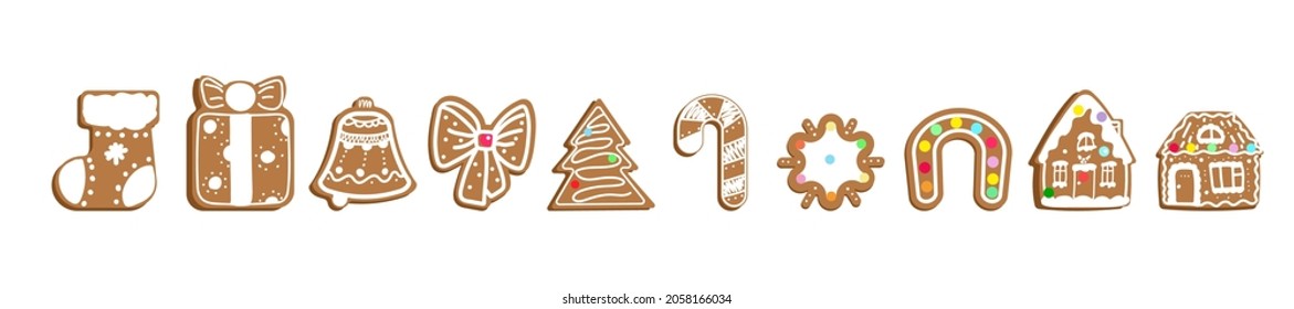 ginger cookie set vector illustration
