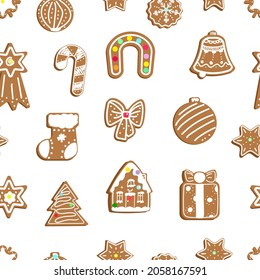 ginger cookies biscuit vector seamless pattern illustration