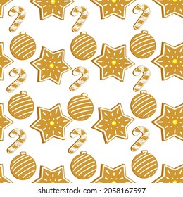 ginger cookies biscuit vector seamless pattern illustration