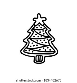 Ginger cookies Christmas tree in the style of Doodle. Vector illustration 