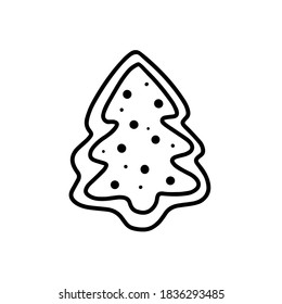 Ginger cookies Christmas tree in the style of Doodle. Vector illustration 