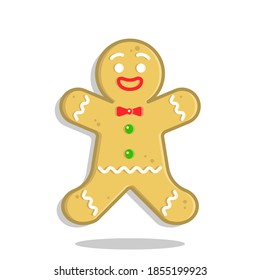 Ginger Cookies Cute Vector Illustration. Breakfast Icon. Kids menu, Bitten, Broken. Flat Cartoon Style Suitable for Web Landing Page, Banner, Flyer, Sticker, Card, Background