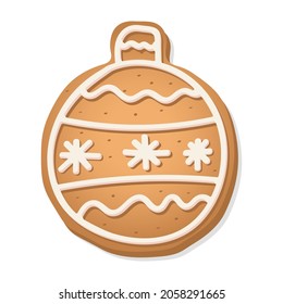 Ginger cookies in the form of a Christmas tree toy. Christmas gift. Vector illustration