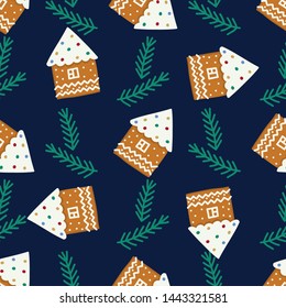 Ginger cookies seamless pattern. Vector design for wrapping paper, textile. 