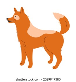 Ginger Dog as Domestic Pet in Standing Pose Vector Illustration