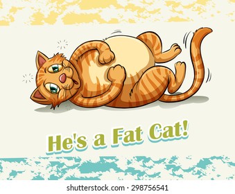 Ginger fat cat looking sleepy and tired on background