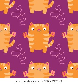 Ginger fat cat seamless pattern