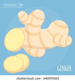 Ginger flat design vector icon.  