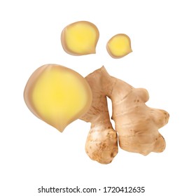 Ginger. food and drink and ingredients for cooking. Treatment Ginger tea for flu and cold.