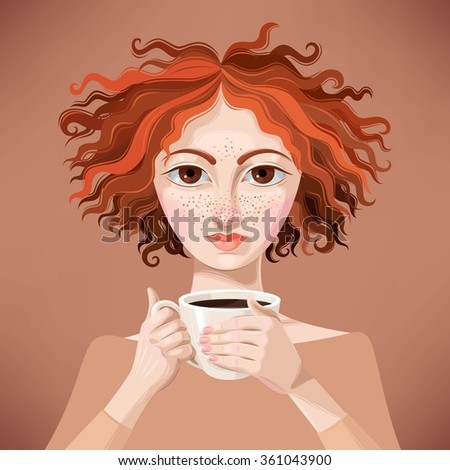 Ginger girl with coffee