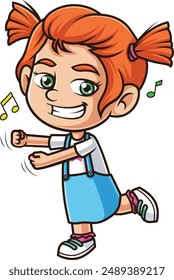 Ginger girl dancing vector illustration