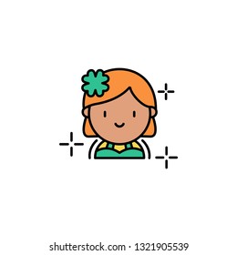 Ginger, girl icon. Element of color St Patricks day icon. Premium quality graphic design icon. Signs and symbols collection icon for websites, web design, mobile app