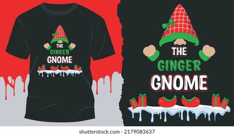 The Ginger Gnome T-Shirt Design, Merry Christmas, Trendy t-shirts for women, Gnome Funny T-Shirt svg