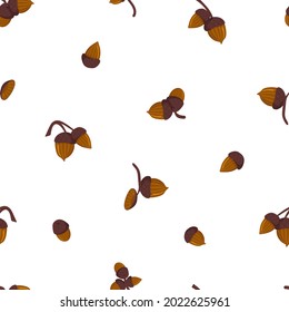Ginger, gold and yellow autumn oak, acorns vector seamless pattern. Fall texture for fabrics, wrapping paper, backgrounds and other designs.