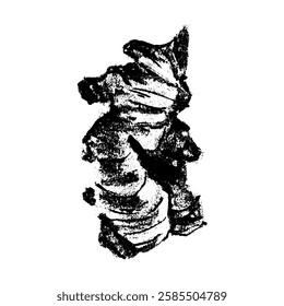 Ginger mão desenhada ilustração para rótulo, design de embalagem de gengibre terra e em conserva. Desenho a carvão, desenho de aroma natural, desenhos de aroma orgânico. Símbolo de especiarias asiáticas.