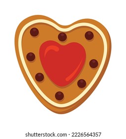 Ginger heart flat icon Christmas cookies Traditional winter dish