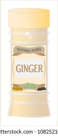 A 'Ginger' herb and spice jar isolated on a white background