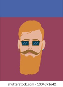 Ginger hipster with modern glasses.